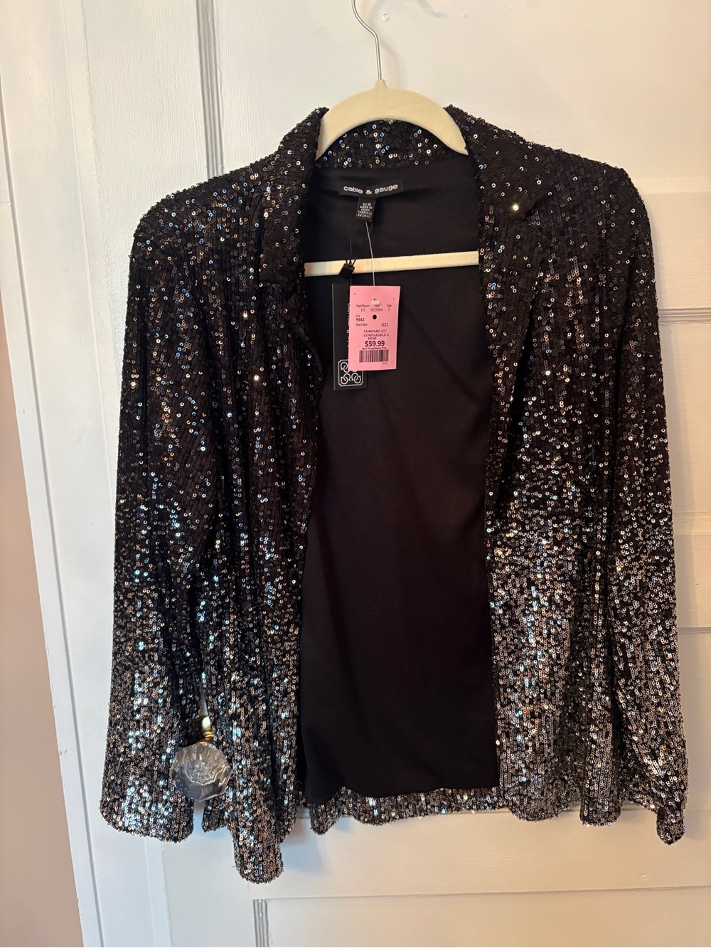Black Sequin Open-Front Jacket